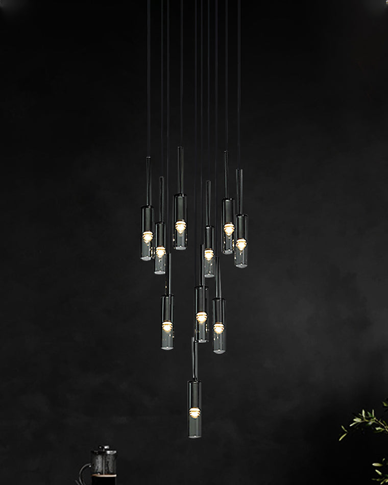 WOMO Cylinder Smoked Glass Chandelier-WM2771