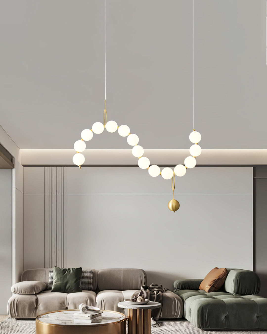 WOMO Pearl Wavy Orb Chandelier-WM2102c