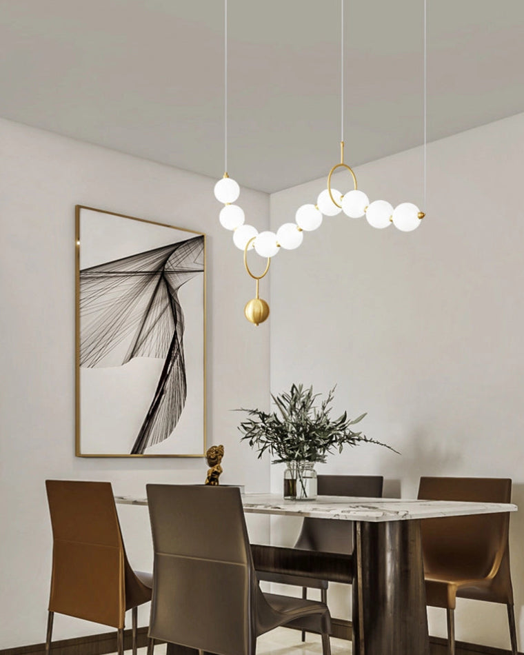 WOMO Pearl Brass Globe Dining Room Chandelier-WM2102a