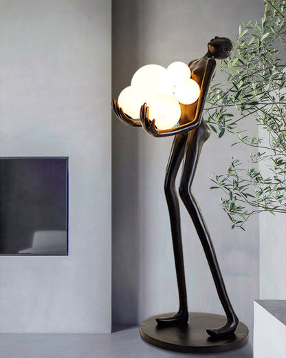 WOMO Sculptural Glass Globe Floor Lamp-WM7083