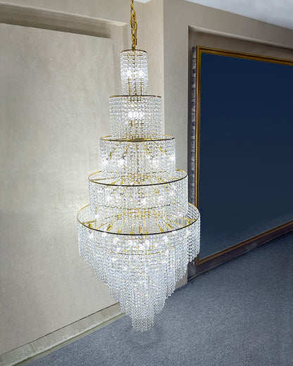 WOMO Tiered Crystal Foyer Chandelier-WM2386