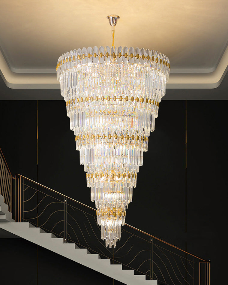 WOMO Tiered Tapered Gold Crystal Chandelier-WM2533