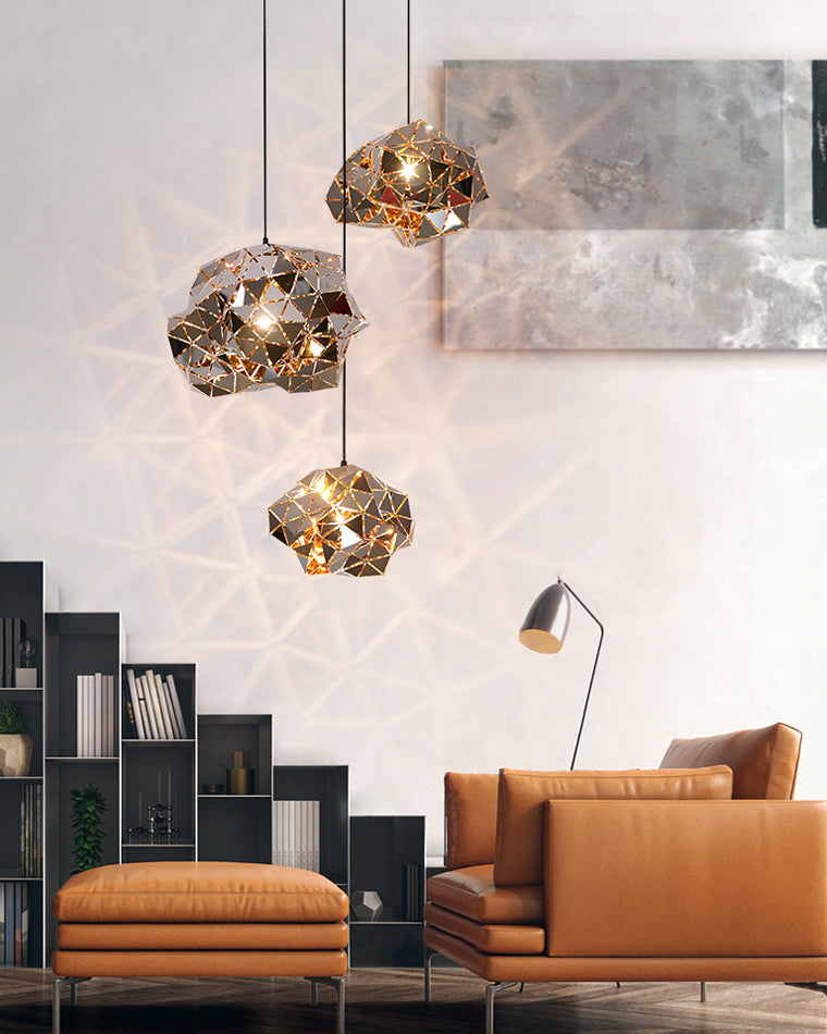 WOMO Geometric Chrome Pendant Light-WM2396