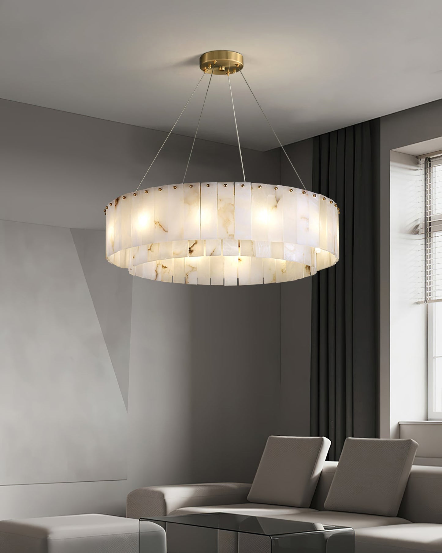 WOMO Round Alabaster Chandelier-WM2843