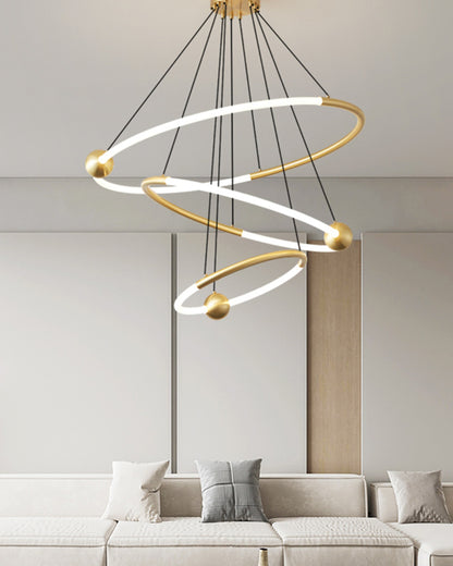 WOMO Tiered Circular Led Brass Chandelier-WM2342