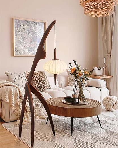 WOMO Flying Saucer Tripod Wood Floor Lamp-WM7136