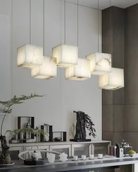 WOMO Cubic Staggered Alabaster Pendant Light-WM2852