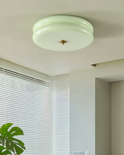 WOMO Round Cream Glass Flush Mount Ceiling Light-WM1132