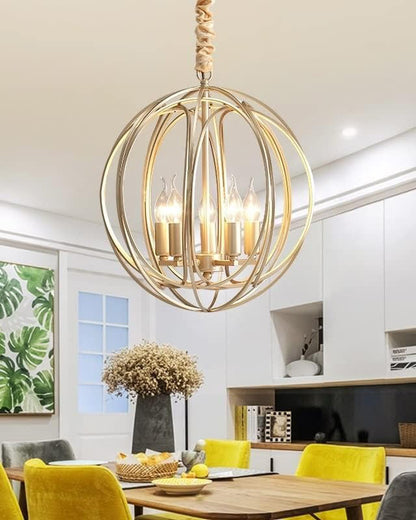 WOMO Gold Orb Cage Chandelier-WM2593