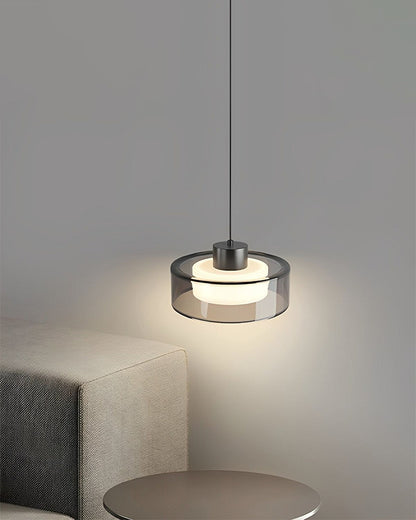 WOMO Black Glass Drum Pendant Light-WM2787