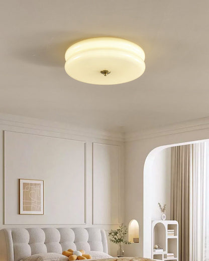 WOMO Round Cream Glass Flush Mount Ceiling Light-WM1132