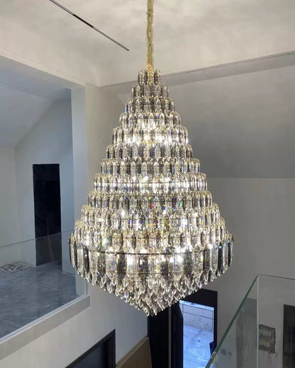 WOMO Tiered taper Crystal Foyer Chandelier-WM2384