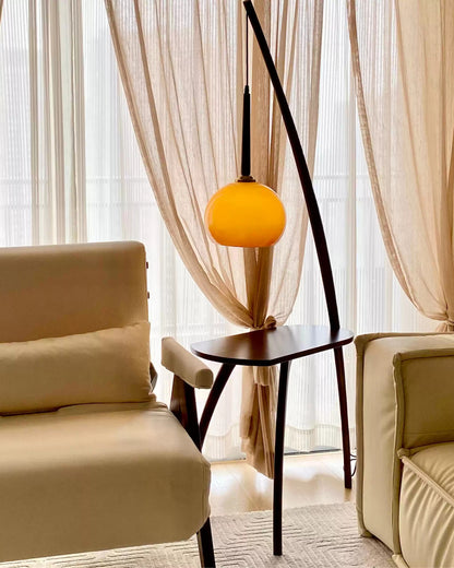 WOMO Hanging Wood Floor Lamp with Table-WM7130