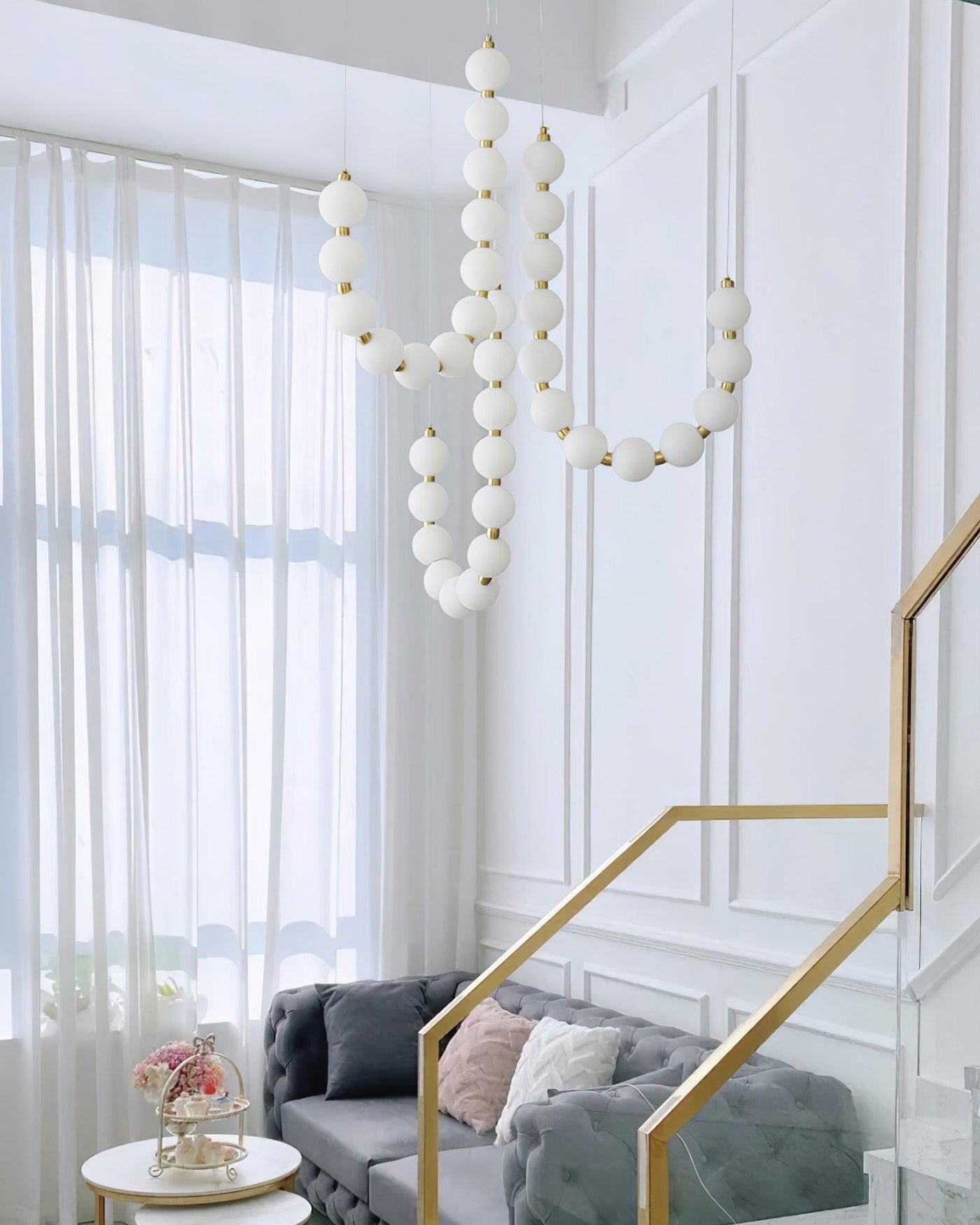 WOMO Pearl Brass Globe Chandelier-WM2102e