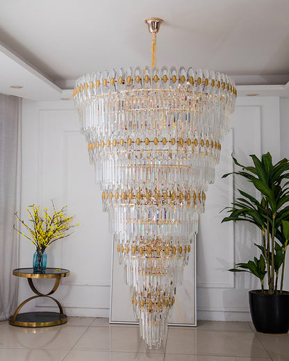 WOMO Tiered Tapered Gold Crystal Chandelier-WM2533