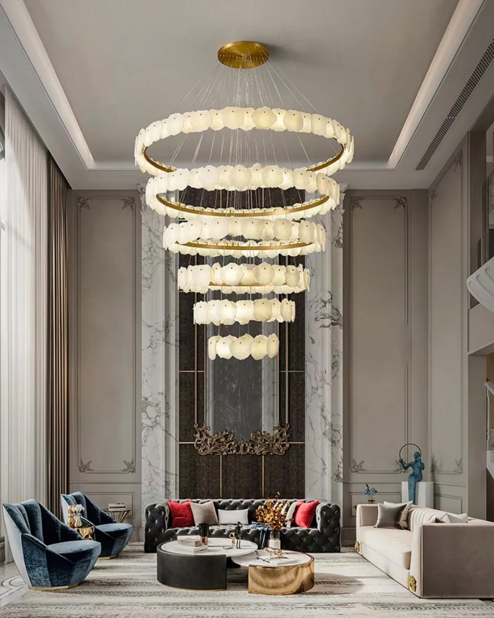 WOMO Tiered Circular Alabaster Chandelier-WM2671