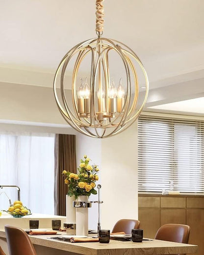 WOMO Gold Orb Cage Chandelier-WM2593