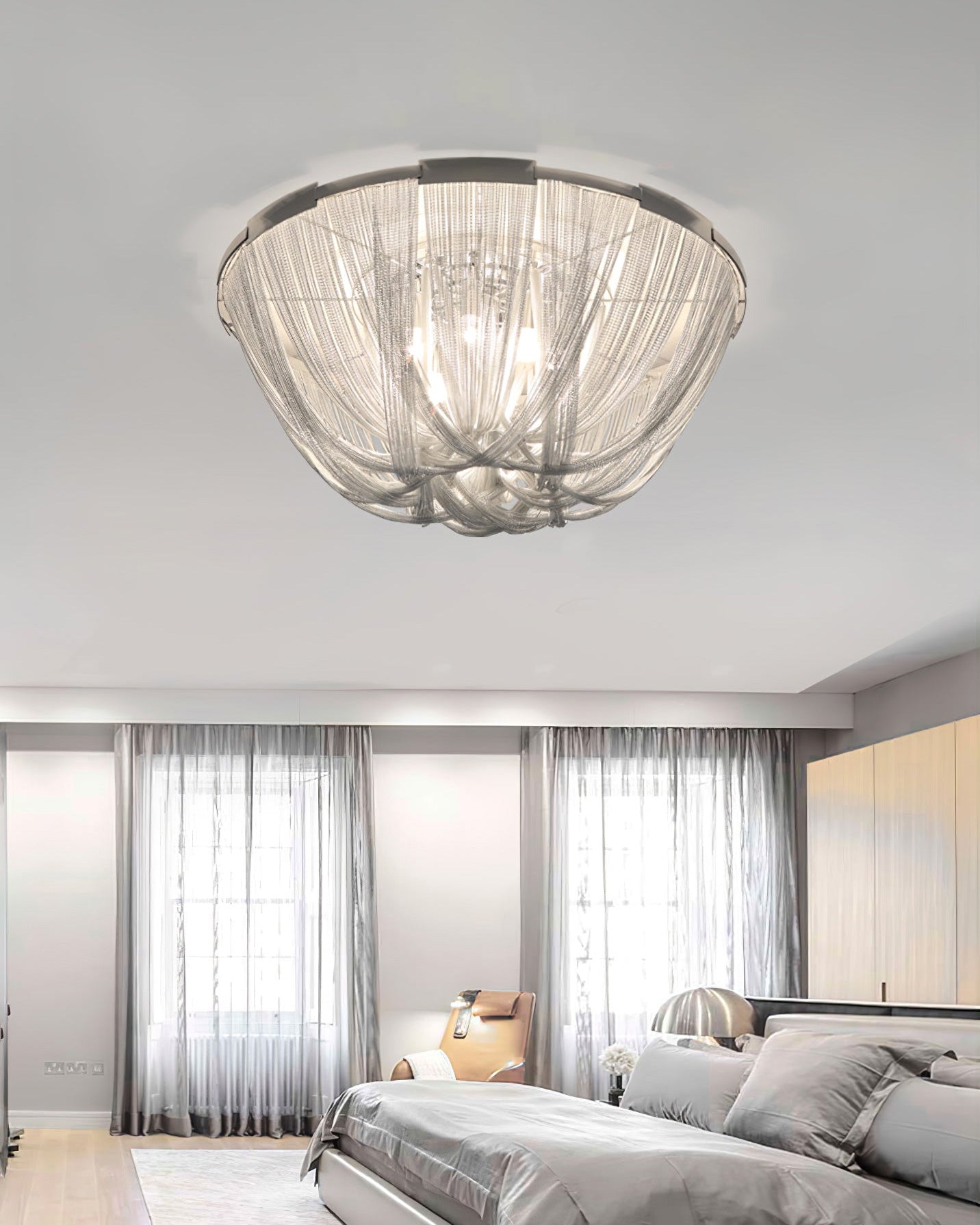 WOMO Bowl Fringe Flush Mount Ceiling Light-WM1137