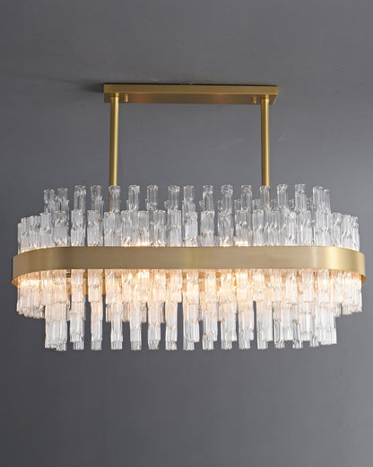 WOMO Gold Rectangular Crystal Chandelier-WM2548