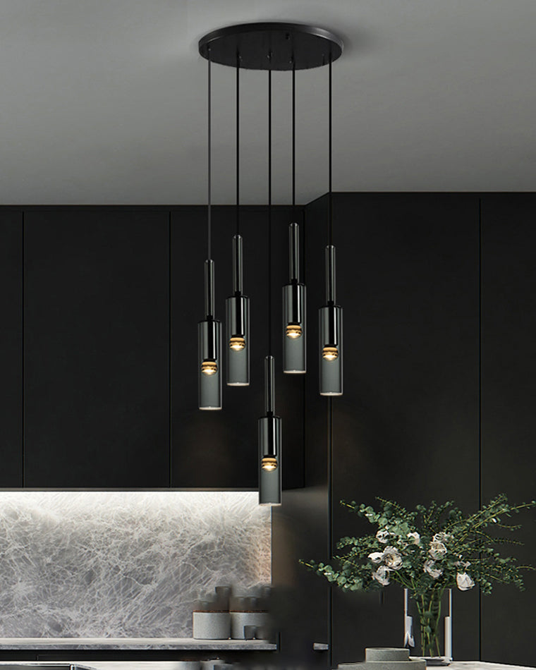 WOMO Cylinder Smoked Glass Chandelier-WM2771