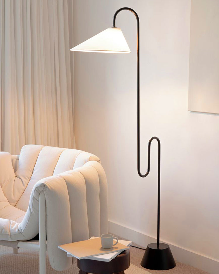 WOMO Fabric Gooseneck Floor Lamp-WM7096