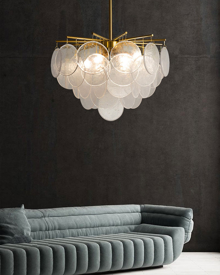 WOMO Tiered Textured Glass Cloud Chandelier-WM2005
