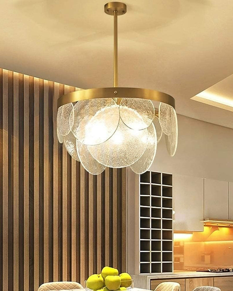 WOMO Round Textured/Seeded Glass Chandelier-WM2741