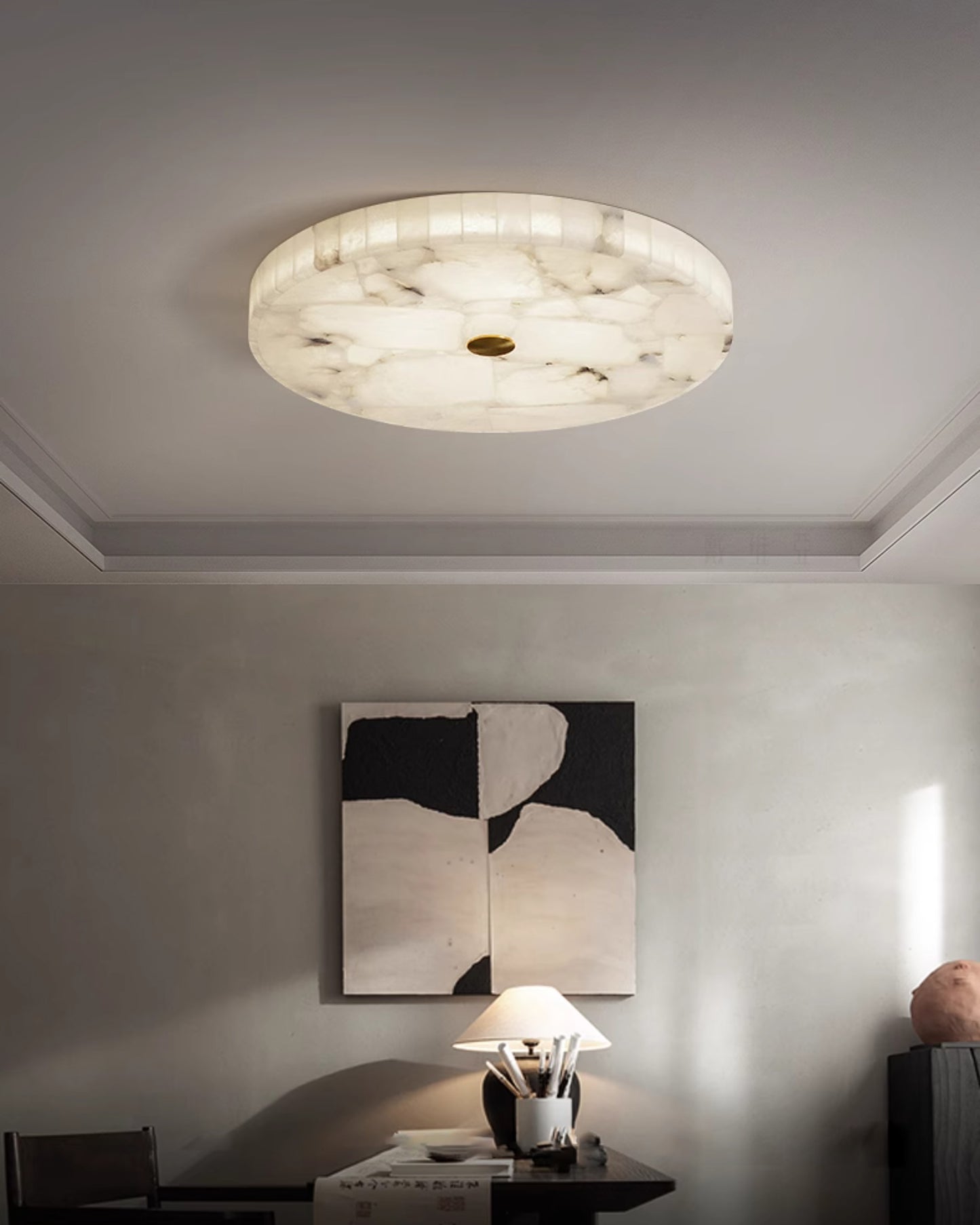 WOMO Round Alabaster Ceiling Light-WM1140