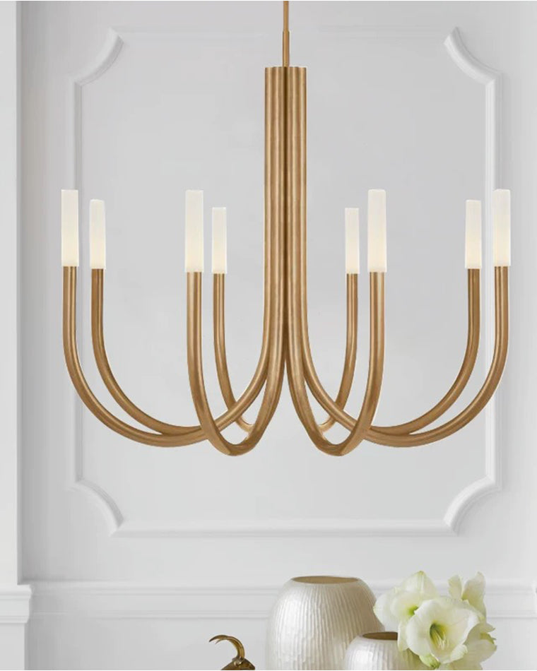 WOMO Gold Candlestick Swoop Arm Chandelier-WM2744