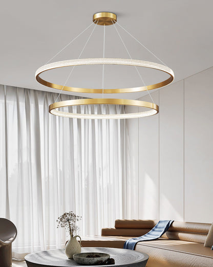 WOMO Tiered Circular Led Brass Chandelier-WM2347