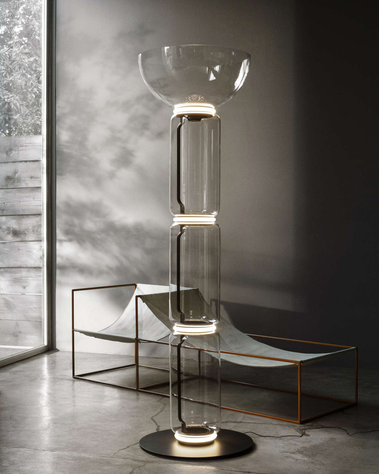 WOMO Glass Column Torchiere Floor Lamp-WM7018