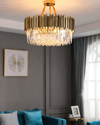 WOMO Gold Round Crystal Prism Chandelier-WM2185a