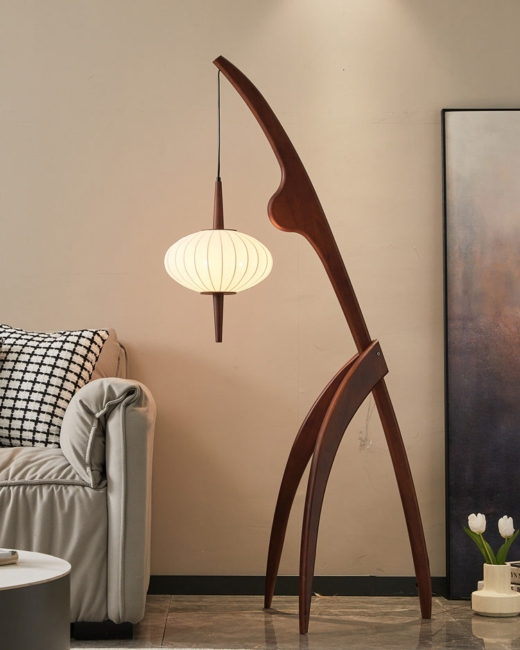 WOMO Flying Saucer Tripod Wood Floor Lamp-WM7136