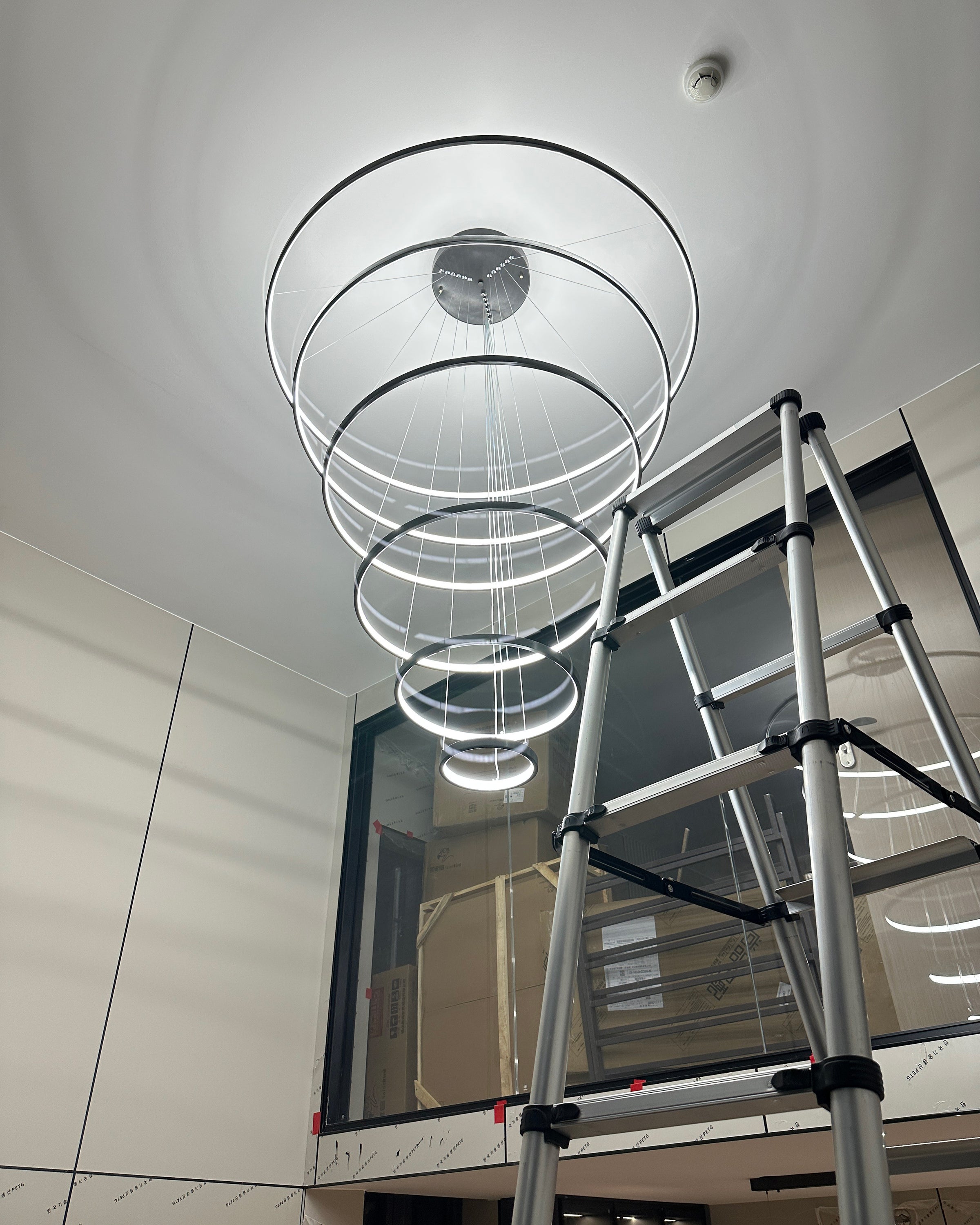 WOMO Black Tiered Circular Led Chandelier-WM2652