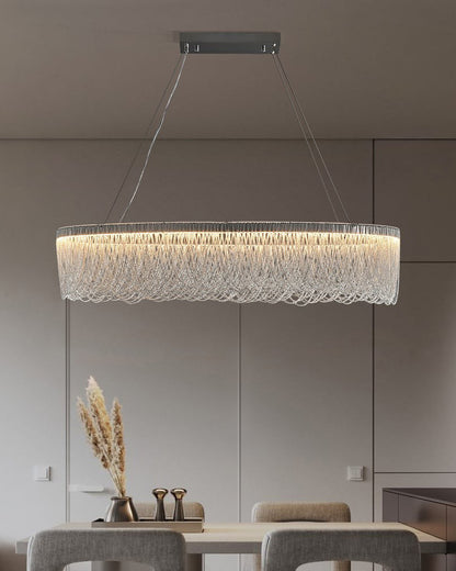 WOMO Silver Fringe Round Chandelier-WM2643