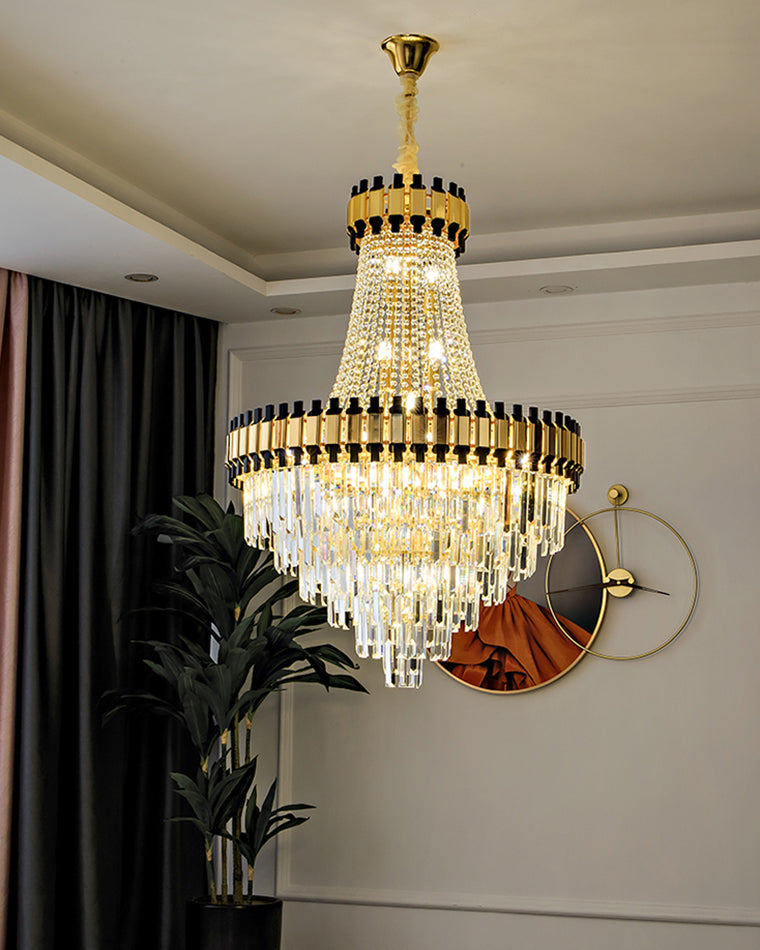 WOMO Tiered Gold Crystal Chandelier-WM2745