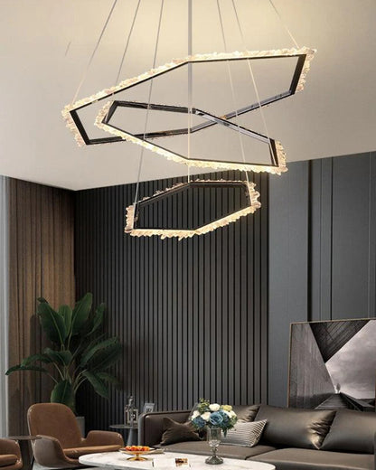 WOMO Tiered Hexagon Crystal Chandelier-WM2712