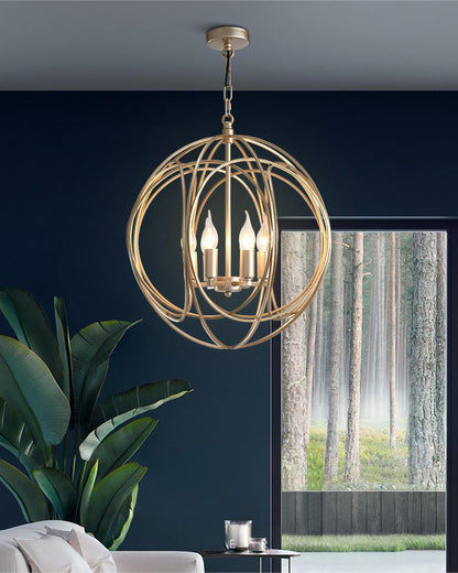 WOMO Gold Orb Cage Chandelier-WM2593