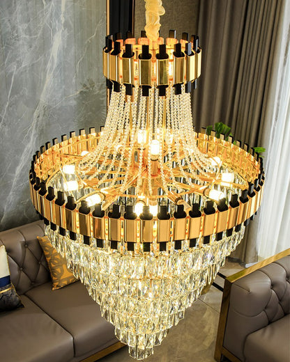 WOMO Tiered Gold Crystal Chandelier-WM2745