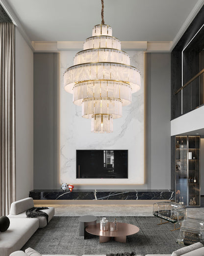 WOMO Giant Tiered Alabaster Foyer Chandelier-WM2926