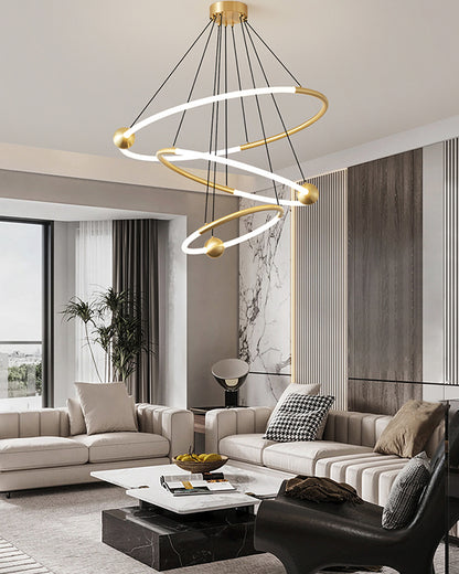 WOMO Tiered Circular Led Brass Chandelier-WM2342