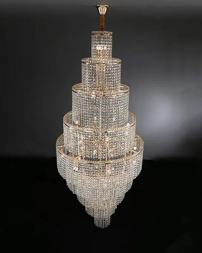 WOMO Tiered Crystal Foyer Chandelier-WM2386