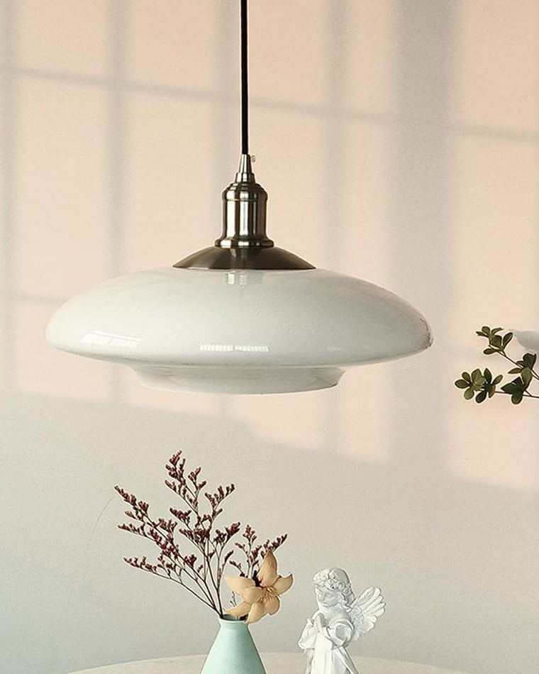 WOMO Milk Glass Flying Saucer Pendant Light-WM2748