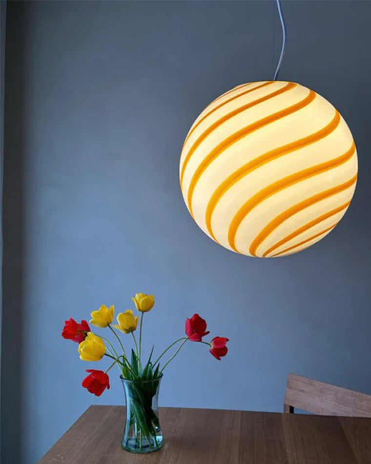 WOMO Swirl Glass Globe Pendant Light-WM2613