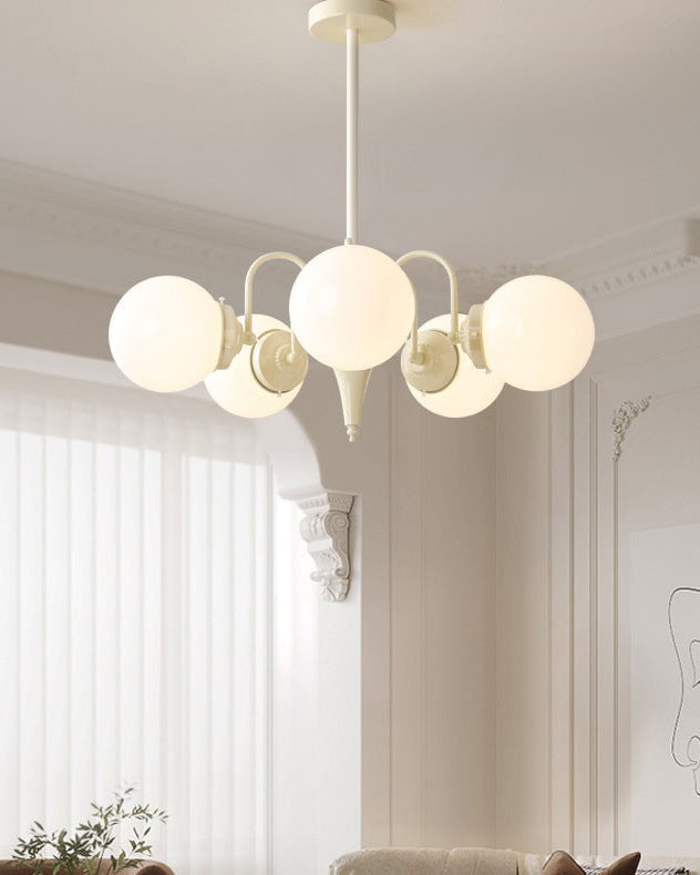 WOMO White Glass Globe Arm Chandelier-WM2624