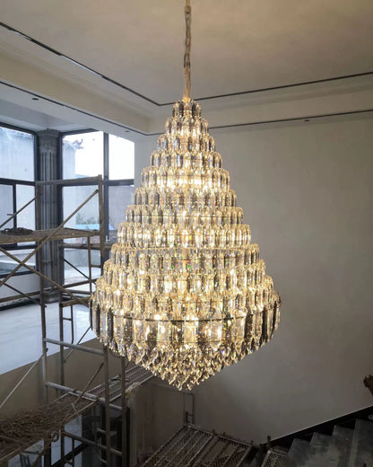 WOMO Tiered taper Crystal Foyer Chandelier-WM2384