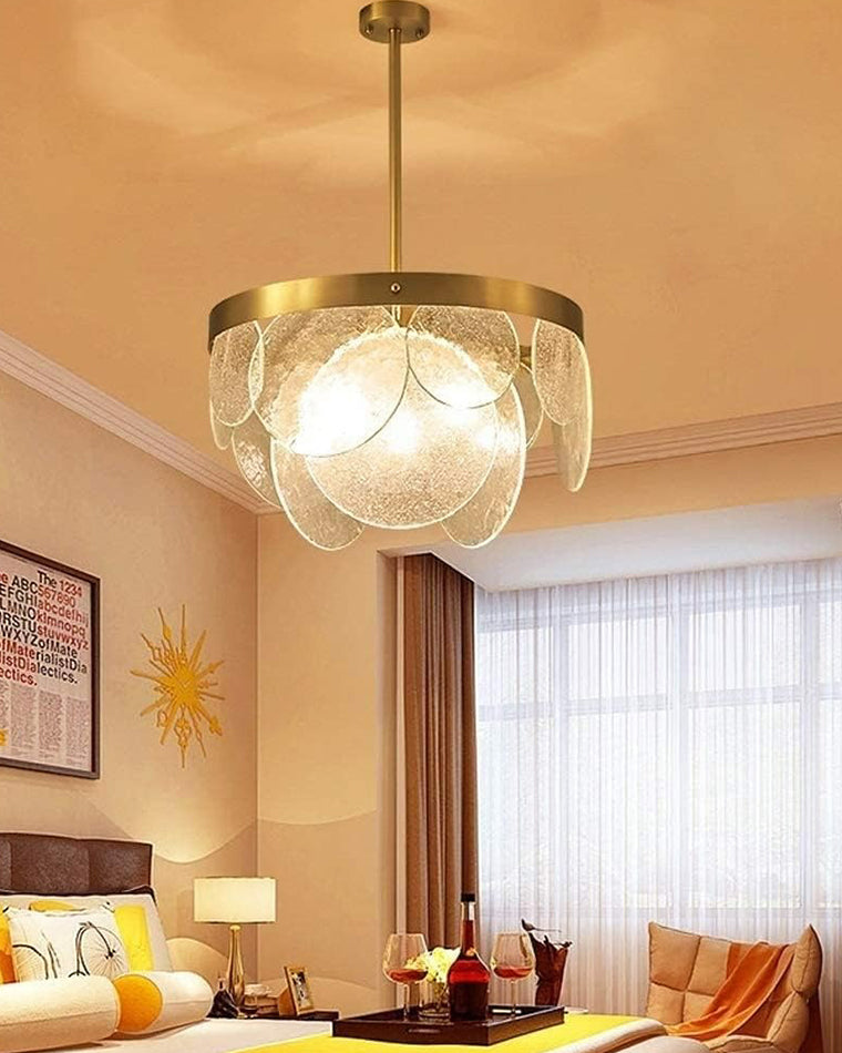 WOMO Round Textured/Seeded Glass Chandelier-WM2741