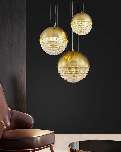 WOMO Gold Globe Crystal Pendant Light-WM2632