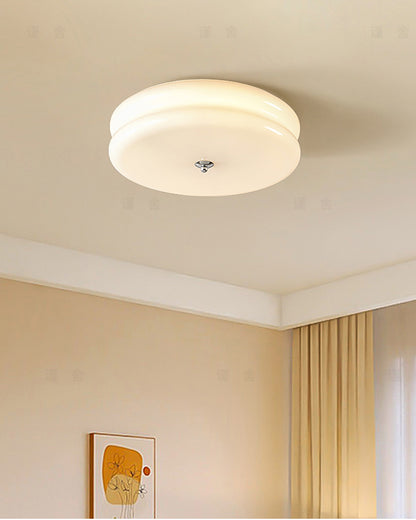 WOMO Round Cream Glass Flush Mount Ceiling Light-WM1132