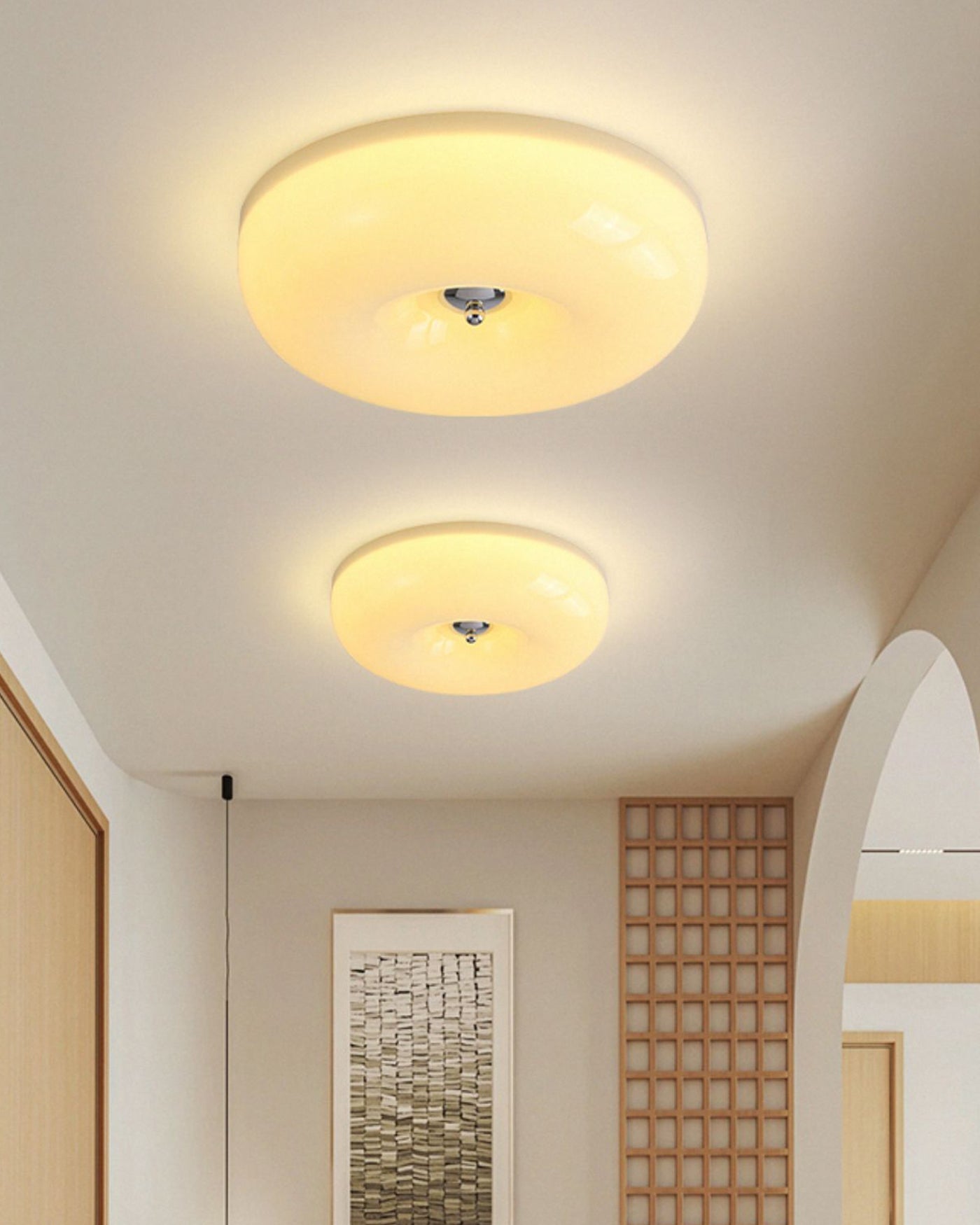 WOMO Round Milk Glass Flush Mount Ceiling Light-WM1134